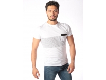 Beyaz Baskl Erkek T-Shirt