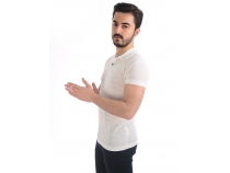 Beyaz Polo Yaka Jakarl T-Shirt