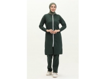 Bisiklet Yaka Fermuarl Uzun Tunik Sade Basic Spor Takm - 03044 - Nefti
