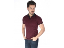 Bordo iek Desenli Polo Yaka T-Shirt