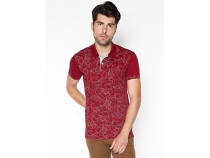 Bordo Polo Yaka Gl Desen Erkek T-shirt