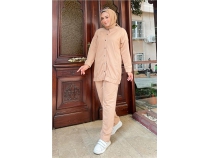 ttl Yandan Cepli kili Sade Basic Eofman Spor Takm - 12009 - Bej