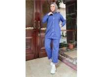 ttl Yandan Cepli kili Sade Basic Eofman Spor Takm - 12009 - ndigo