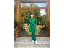 Dafne Cepli Eofman Kolsuz Yelek Beli Lastikli Pantolon l Takm - 71149 - Benetton Yeil