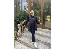 Dafne Cepli Eofman Kolsuz Yelek Beli Lastikli Pantolon l Takm - 71149 - Lacivert