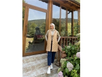 Despina Kapitone Fermuarl ttl Kolsuz Yelek - 71150 - Bej