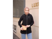 Destan Ta Detayl Fermuarl Sade Basic Ceket - 71139 - Siyah