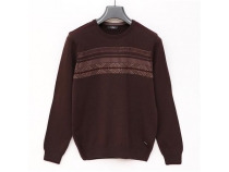 Erkek Bisiklet Yaka Uzun Kol Slim Fit Triko Kazak - 189406 - Kahverengi