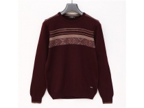 Erkek Bisiklet Yaka Uzun Kol Slim Fit Triko Kazak - 189406 - Koyu Bordo