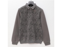Erkek Polo Yaka Uzun Kol Kadife Kazak - PPS-2508 - Gri Melanj