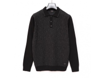 Erkek Polo Yaka Uzun Kol Slim Fit Triko - 189304 - Siyah