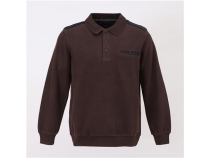 Erkek Uzun Kol Polo Yaka Kaln Sweat - PPS-2501 - Kahverengi
