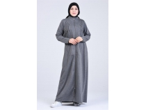 Fermuarl Cepli Uzun Sade Basic Ferace - 10030 - Antrasit
