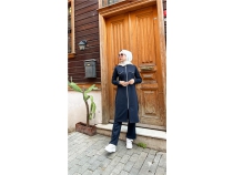 Fermuarl Uzun Tunik Pantolon Spor kili Takm - 03058 - Lacivert