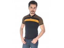 Hardal Erkek Polo Yaka izgili T-Shirt