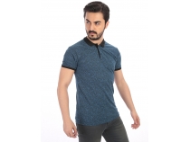 Indigo Polo Yaka Erkek Baskl T-Shirt