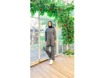 Kaponlu tt Detayl Ksa Sweat Pantolon kili Tesettr Eofman Takm - 03079 - Antrasit