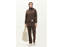 Kaponlu ttl Sade Basic kili Eofman Spor Takm - 03036 - Kahverengi