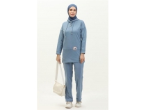 Kaponlu ttl Sade Basic kili Eofman Spor Takm - 03036 - Mavi