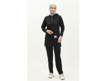 Kaponlu ttl Sade Basic kili Eofman Spor Takm - 03036 - Siyah