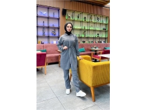 Kaponlu Fermuarl Belden Balamal Sade Basic kili Spor Takm - 03070 - Antrasit