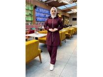Kaponlu Fermuarl Belden Balamal Sade Basic kili Spor Takm - 03070 - Mrdm
