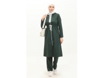 Kaponlu Fermuarl Belden Beyaz Backl Sade Basic kili Spor Takm - 03074 - Nefti