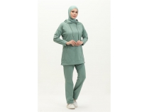 Kaponlu O Yaka Sade Basic kili Eofman Spor Takm - 03039 - ala Yeili