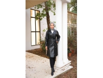 Kruvaze Yaka Cepli Belden Backl Deri Trenkot - 71212.003 - Siyah