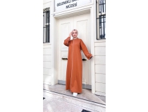 Mevlana Oversize Pamuklu Elbise - 71167 - Hardal