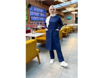 nden ki Cepli Sade Basic Uzun Tunik Pantolon kili Spor Takm - 03067 - Ak Lacivert