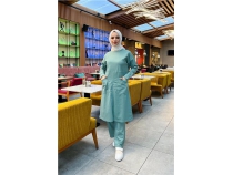 nden ki Cepli Sade Basic Uzun Tunik Pantolon kili Spor Takm - 03067 - ala Yeili