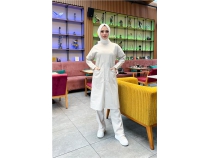 nden ki Cepli Sade Basic Uzun Tunik Pantolon kili Spor Takm - 03067 - Ekru