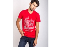 RODRIGO Krmz Baskl Basic Yarm Kol T-shirt