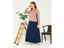 Sla Kapon Detayl ift Renk Sweat Elbise - 71042 - ndigo