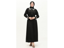Silvia Brmck ncili Tesettr Elbise - 71108 - Siyah