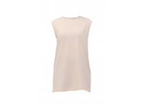 Sude Bisiklet Yaka Kolsuz Sade Basic Bluz - 06038 - Krem