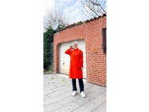 Tek Cepli Yarm Fermuarl Sweat Pantolon kili Tesettr Eofman Takm - 71178 - Oranj