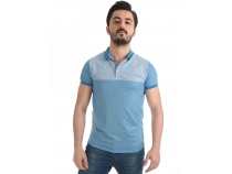 Turkuaz Polo Yaka Jakarl T-Shirt