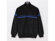 Uzun Kol Yar Fermuarl izgili Erkek Sweat - PR-4001 - Antrasit