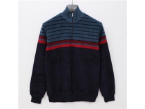 Uzun Kol Yar Fermuarl izgili Erkek Sweat - PR-4001 - Lacivert