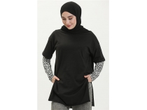 Vera Ksa Kollu Yrtmal Sade Basic Tunik - 04012 - Siyah