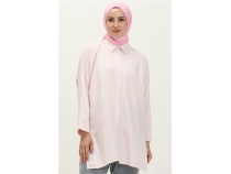 Yrtma Detayl Uzun Kollu Sade Basic Gmlek - 70042 - Somon