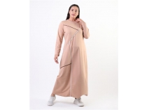 Zozo Renkli erit Geili Sade Basic Byk Beden Spor Elbise - 12021 - Bej