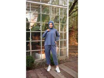 Arkas� Uzun O Yaka K�sa Sweat-Pantolon �kili E�ofman Spor Tak�m� - 71216.006 - �ndigo